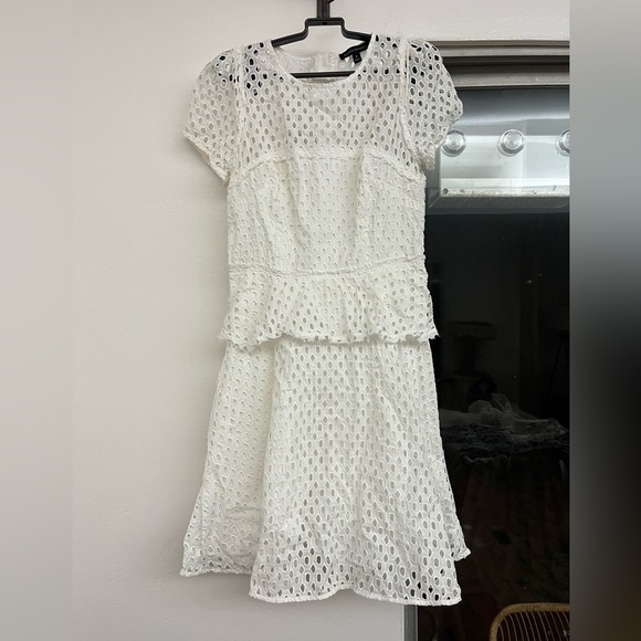 Banana Republic White Eyelet Peplum Summer Sundress Midi Dress - Picture 4 of 7